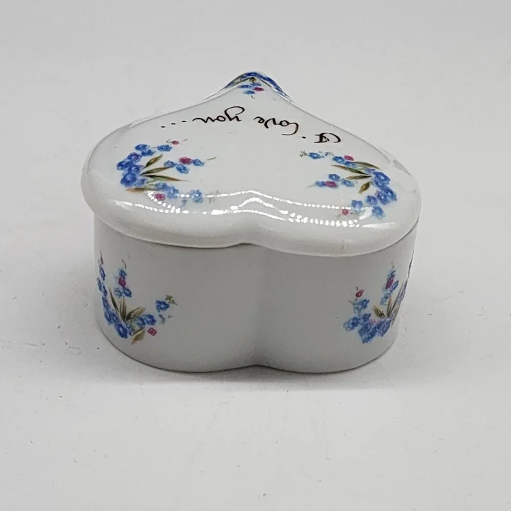Lefton Trinket Box Heart Shaped I Love You Hand Painted Ceramic 2